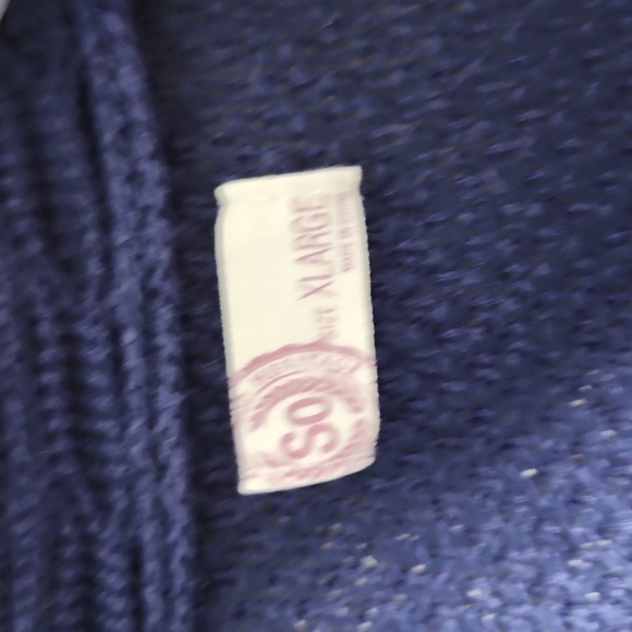 SO Cardigan Sweater Size XL Waffel Knit Navy Blue Light Weight Y2K - Picture 2 of 10